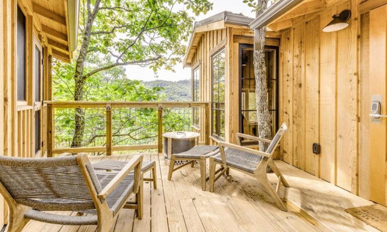 the spruce treehouse deck area